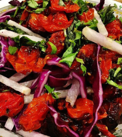 طرز تهیه سالاد سیبزمینی مکزیکی با کلم قرمز